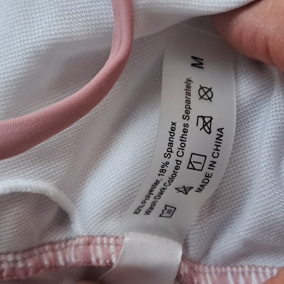 Pink Lily ruched seams square cut bandeau top one piece swimsuit rose SzM - Picture 9 of 11